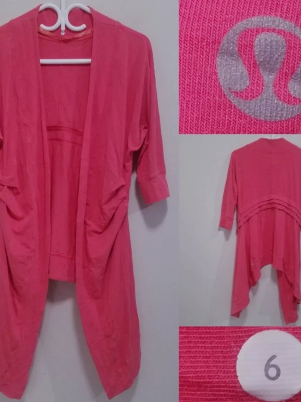 Lululemon Namaste Cardigan Wrap 6 Small Open Front Pink Red YogaStretch Sweater